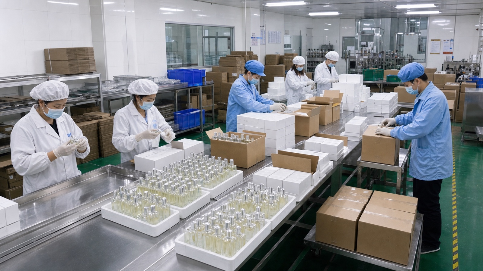 Perfume packaging inspection packing and delivery coordination